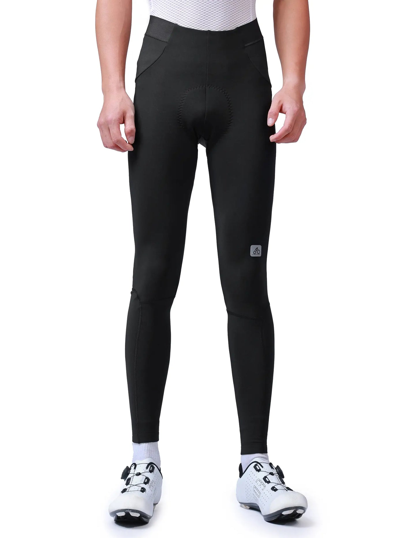 Svart LAMEDA elite herr värmande tights z060 med vadderat sätesområde och diskret logotyp på låret