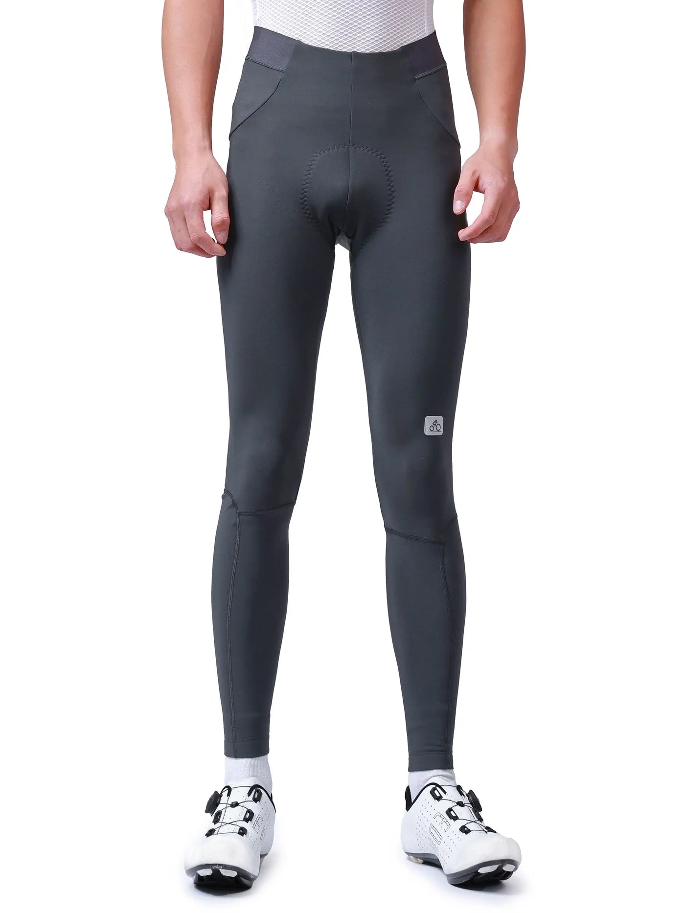 Elite men’s thermal tights z060 in dark gray featuring a padded seat area and lameda elite men’s logo on the thigh