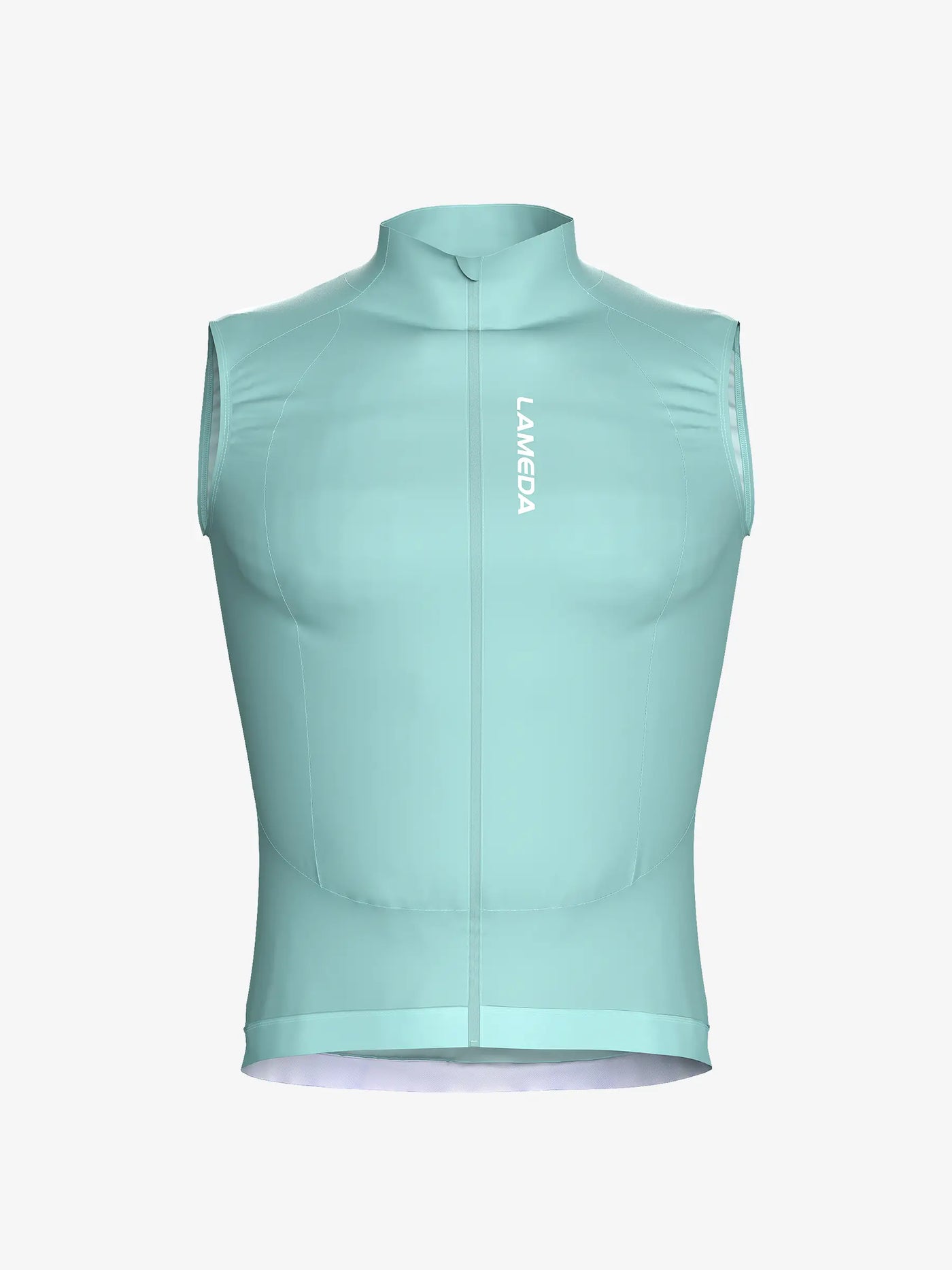 Nova herrarnas cykelväst i ljus mintgrön tillverkad av sorona t800 garn återvunnen polyester utformad som vindtät cykelväst