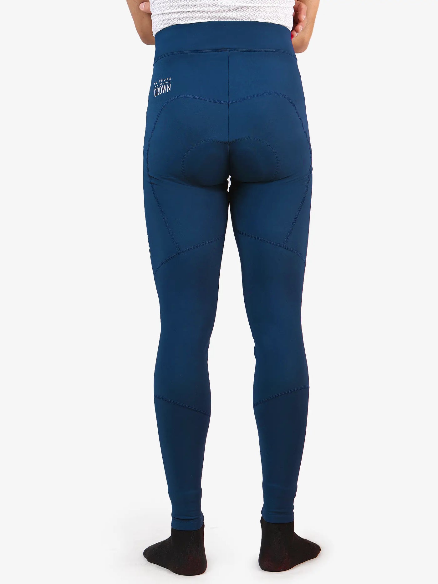 Deep blue future men’s thermal tights with high-waisted sleek design and subtle stitching for early winter use