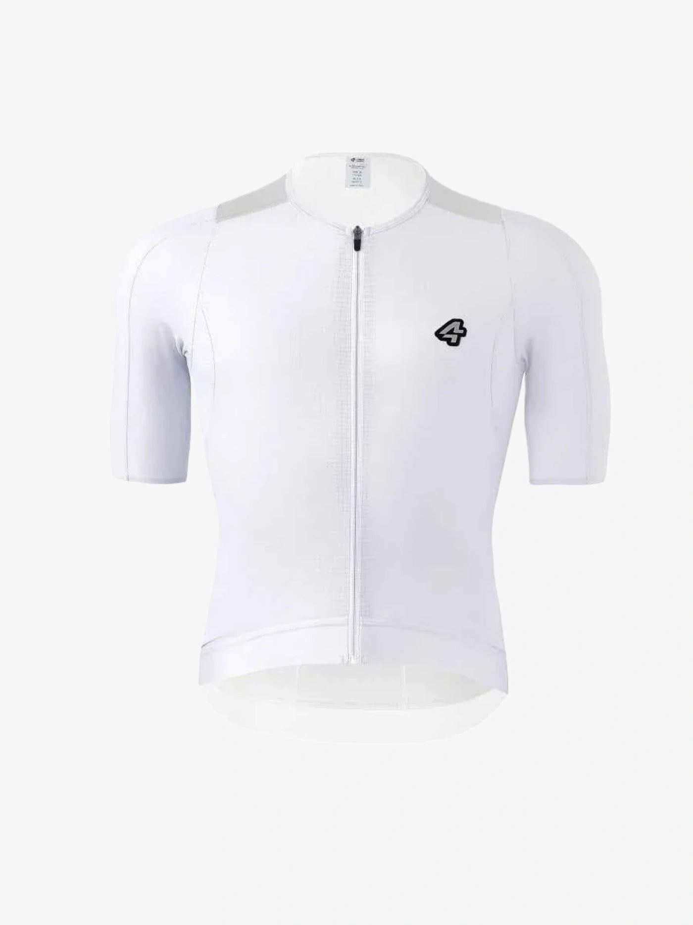 Vit LAMEDA herrars pro cykeltröja med aerodynamisk passform hel dragkedja och ventilerade tygpaneler