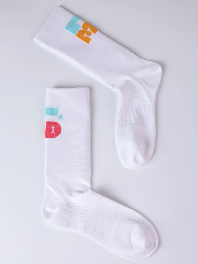 LMD weiße Unisex-Sportsocken