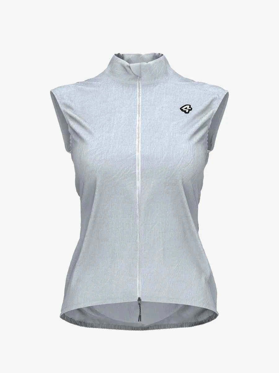 Ljusgrå LAMEDA maple unisex cyklingväst ärmlös design med dragkedja fint strukturerat tyg med svart logotyp