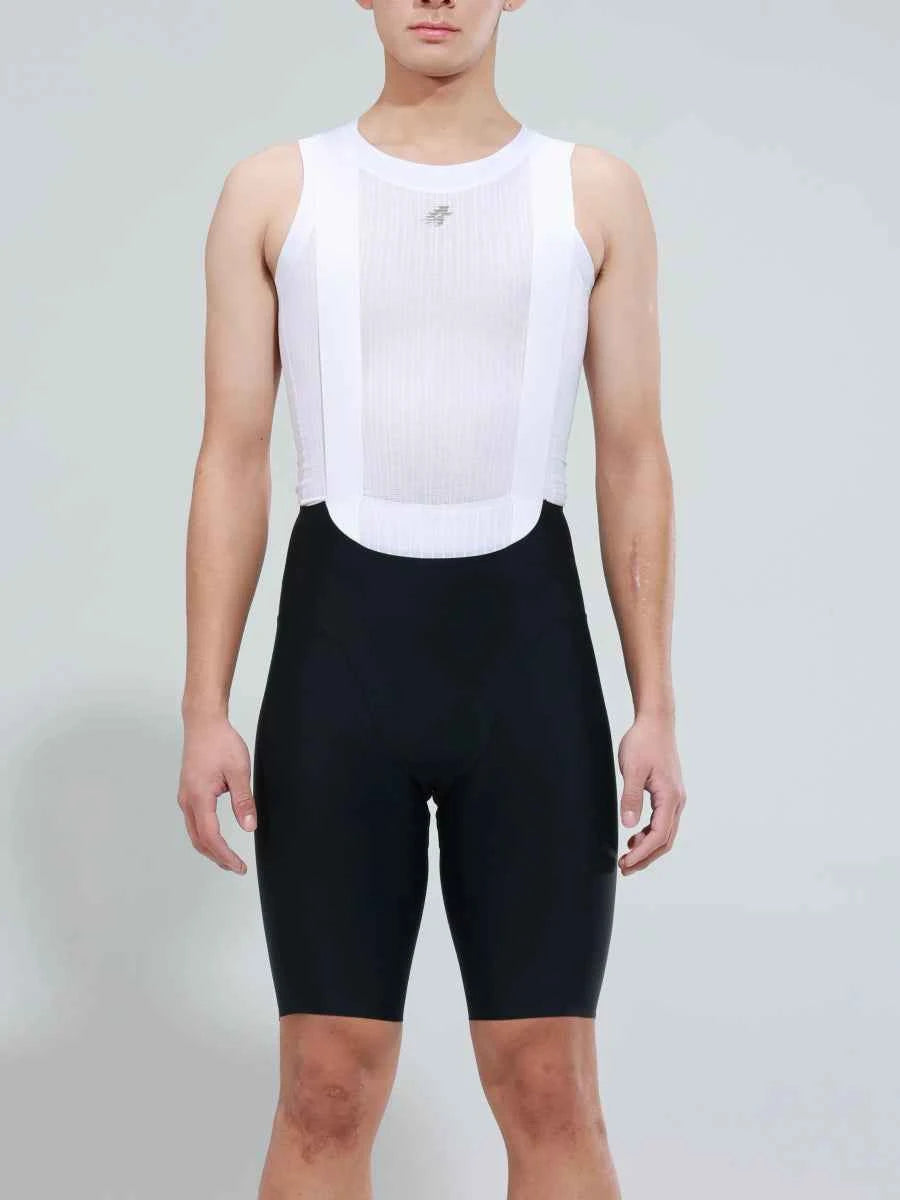 Herrens pro bibshorts 2025sss493 i svart med nätpanel på bålen och elastic interface padding för solskydd UPF50+