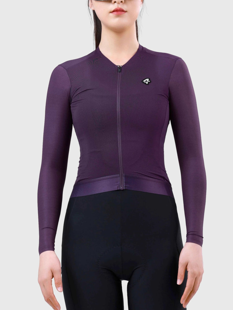 Lila långärmad LAMEDA moon damcykeltröja med hel dragkedja och texturerat coolmax tyg