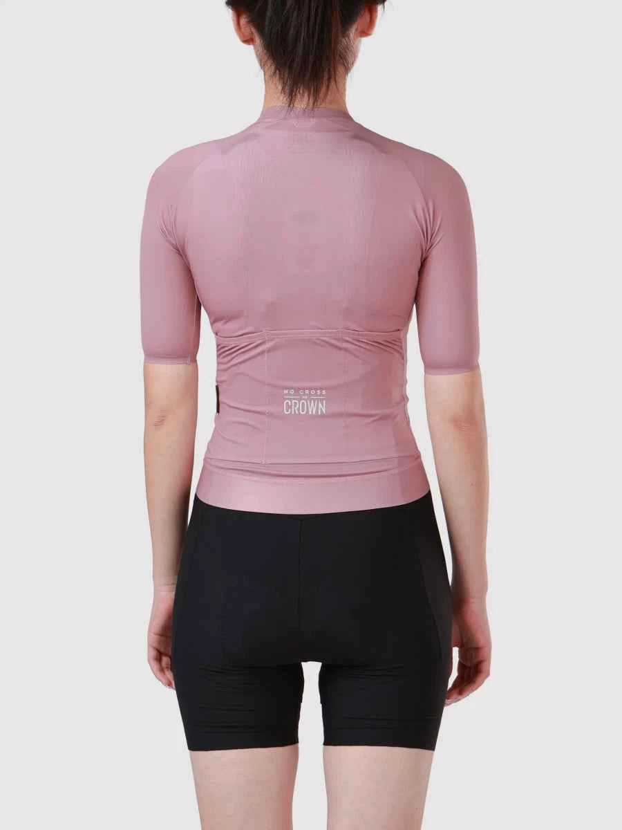 Neon kvinnors cykeltröja i dammig rosa med passformad rygg och diskret märkning, en LAMEDA neon kortärmad cykeltröja
