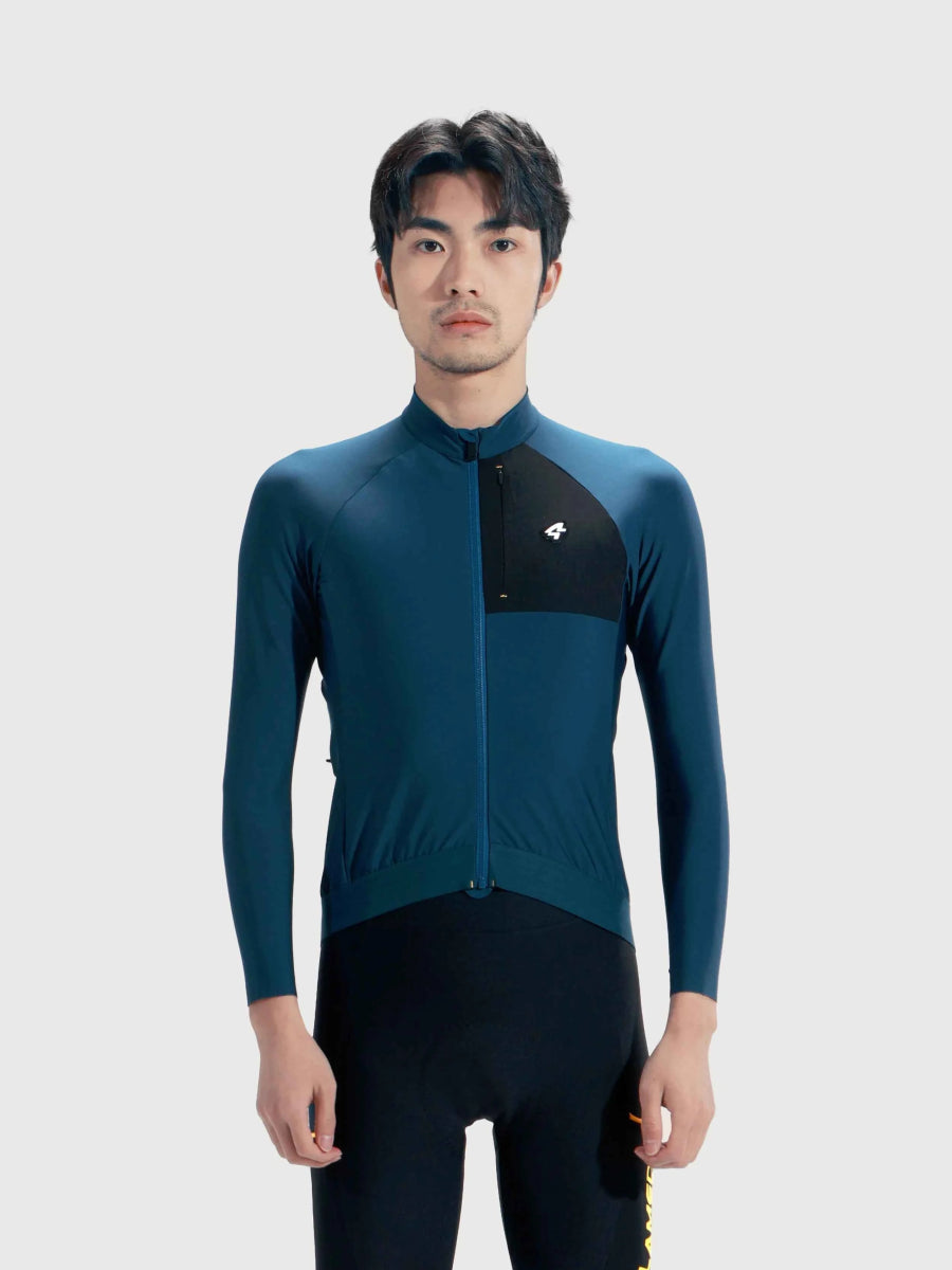 LAMEDA odyssey herrarnas cykeltröja i mörk teal och svart med långa ärmar och en diskret vit logotyp på bröstet