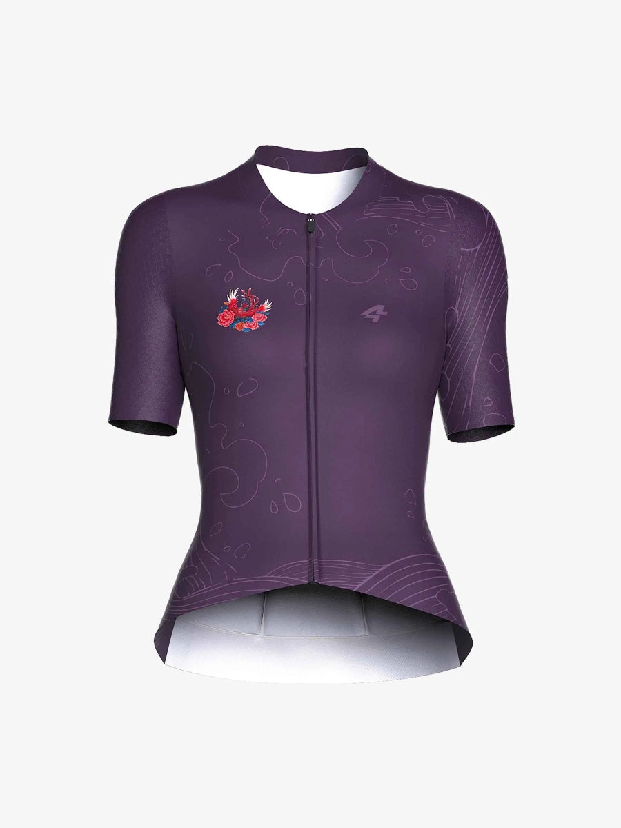 Lila LAMEDA phoenix waltz damcykeltröja med vintagebröstlogotyp och diskreta vita linjemönster