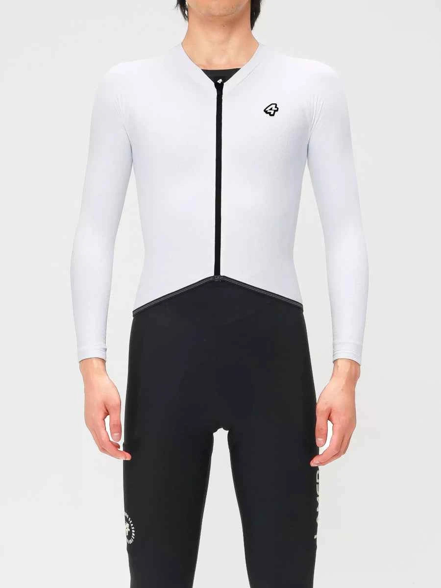 Vit och svart långärmad LAMEDA polar night termisk cykeltröja med fleeceväv och slank figursydd design