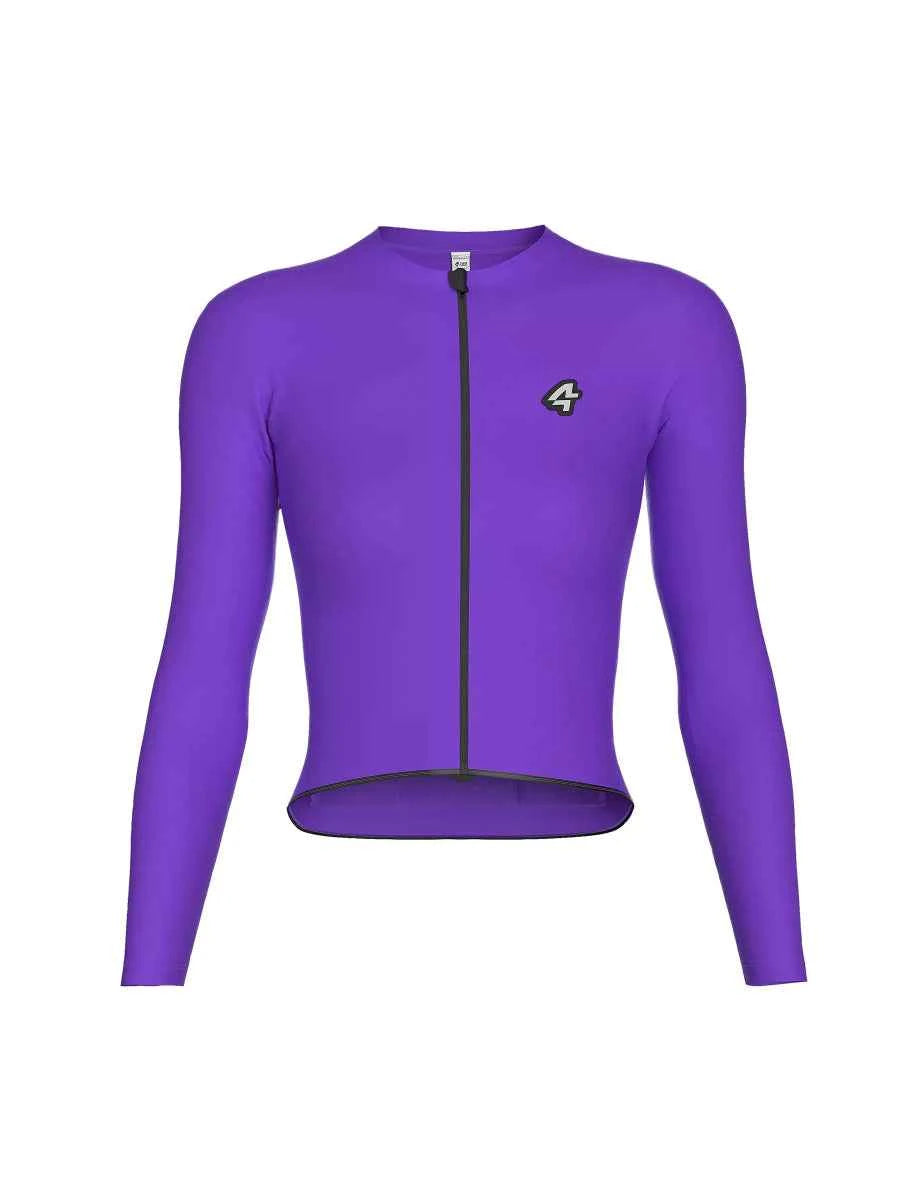 Lila termisk cykeltröja med fleecefoder och svart dragkedja med LAMEDA Polar Night-logotyp på bröstet