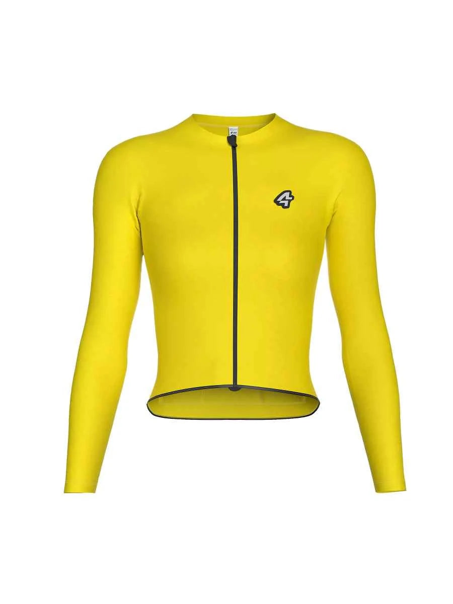 Ljusgul polar night fleecefodrad värmande damcykeltröja med svart dragkedja och LAMEDA polar night-logo på bröstet