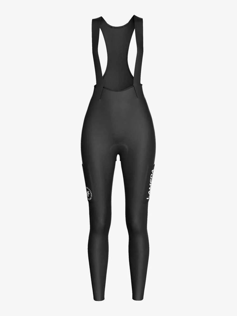 Svart pro kvinnors termisk fleecefodrad bibtight s469 med slank formpassande design och diskret vit märkning på benen