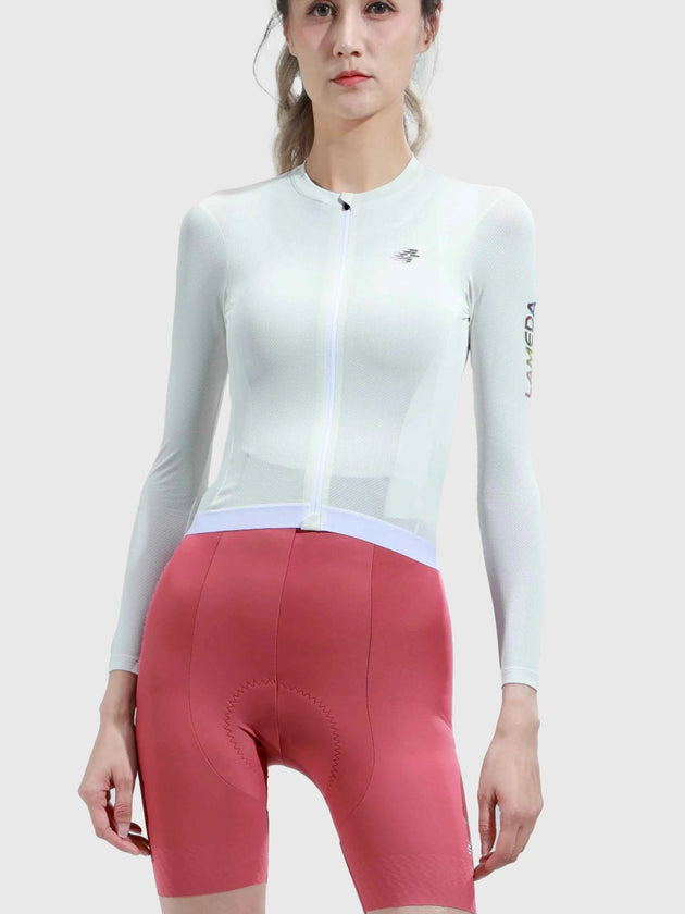 Quill Frauen Radfahren Jersey lange Ärmel - weiß