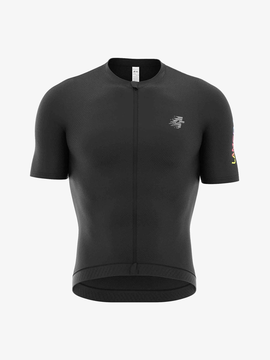 Svart kortärmad cykeltröja med helängd dragkedja och diskreta logodetaljer från LAMEDA Realm för herrar