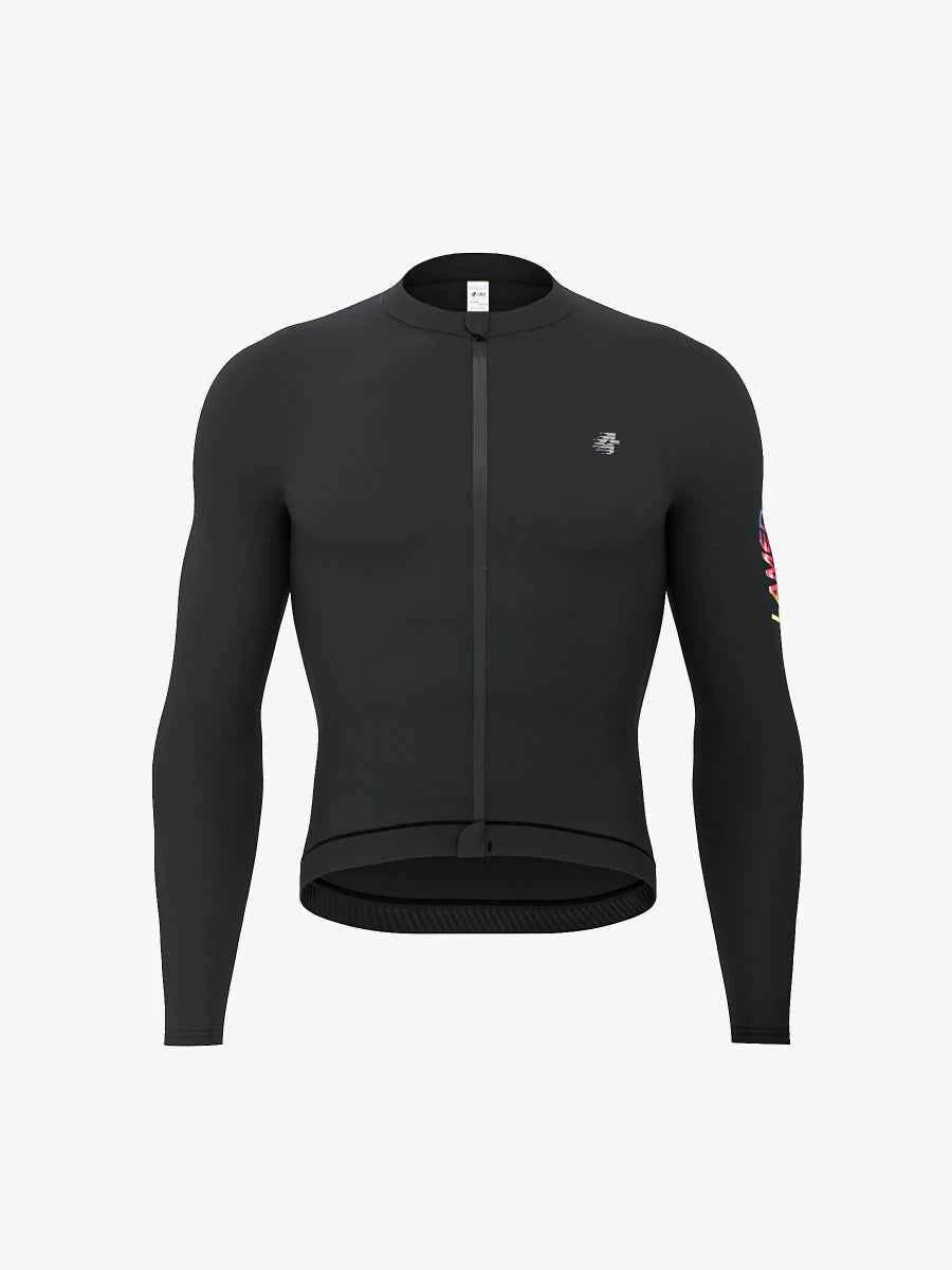 Svart LAMEDA realm herr långärmad cykeltröja med hel dragkedja halkhämmande nederkant och diskret märkning