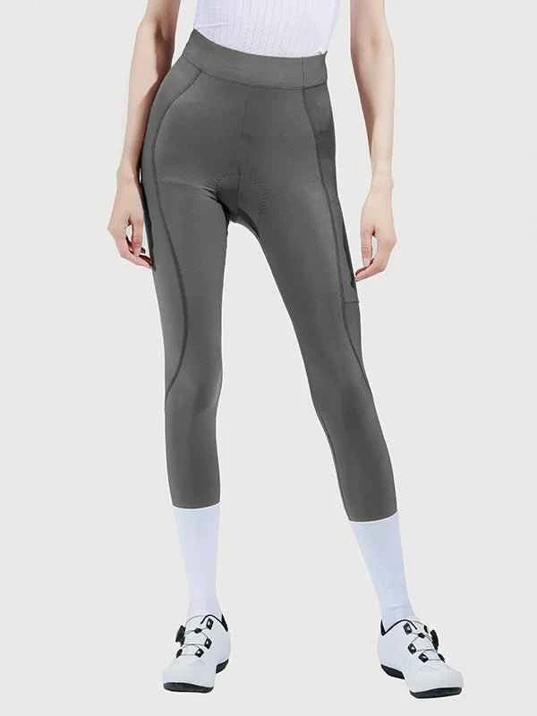 Grågröna nyutgivna LAMEDA damcykeltights med hög midjedesign och diskreta sömsdetaljer för prestanda