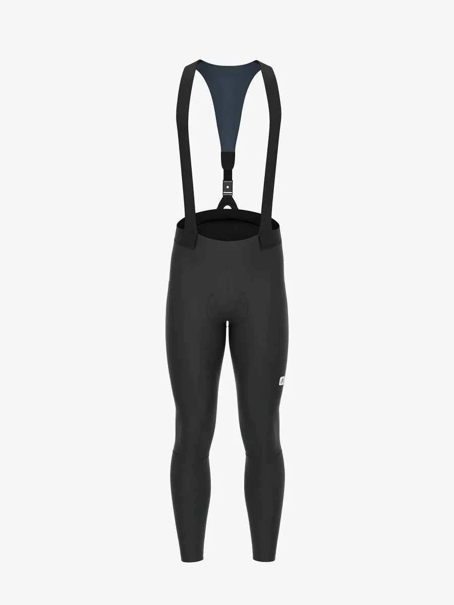 Svart LAMEDA Saturday termisk bibtights med justerbara axelremmar och vit logo på låret för cykling