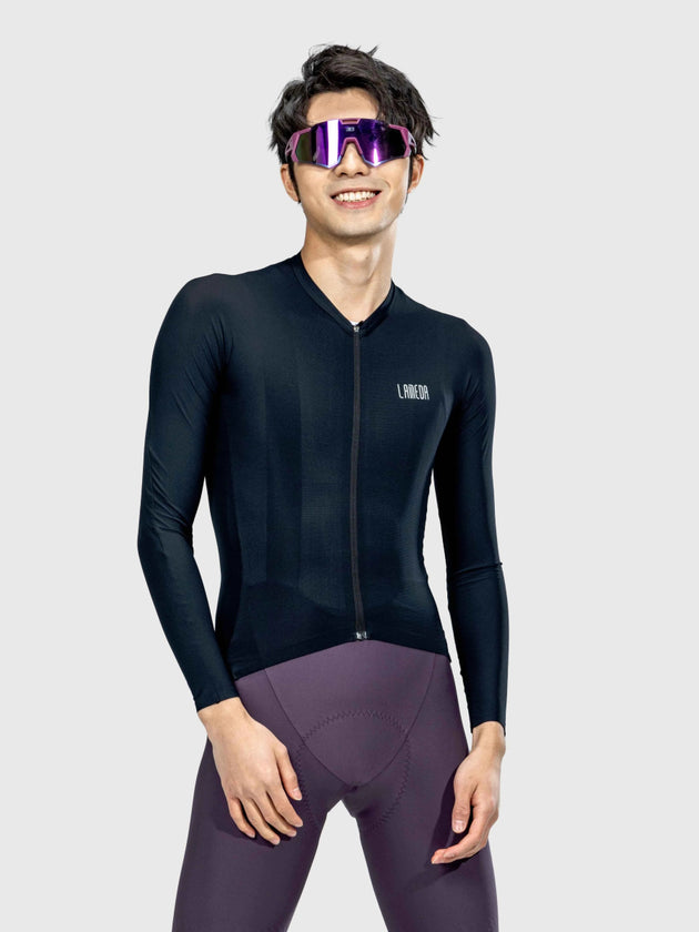 Silver Herren Langarm-Radtrikot – Schwarz