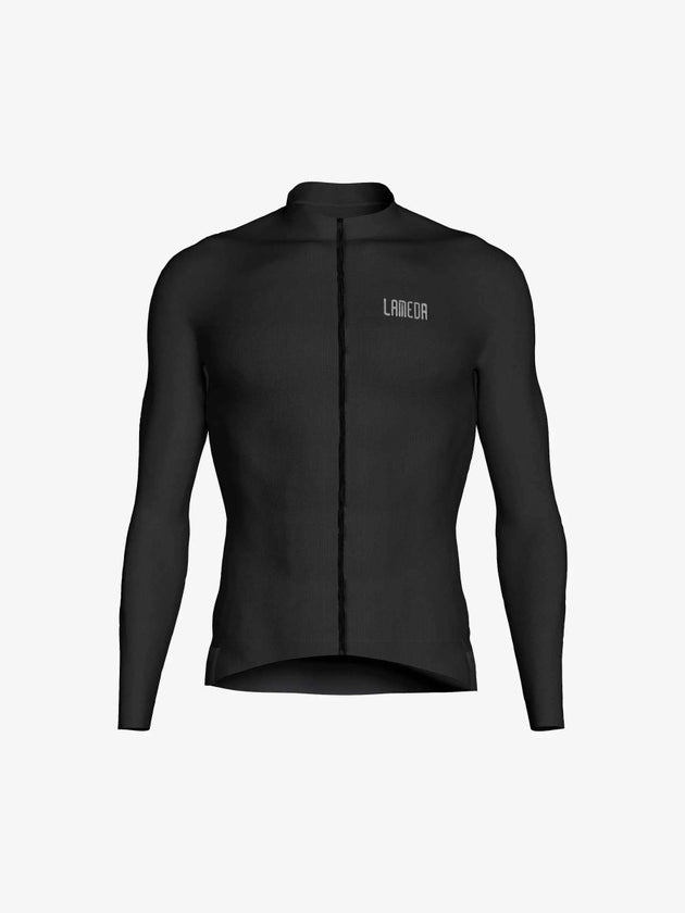 Maillot Ciclismo Plata Hombre Manga Larga - Negro