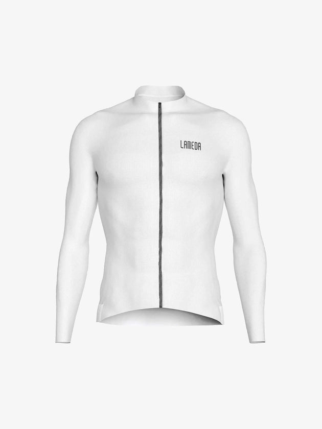 Silver Men's Cycling Jersey Long Sleeve - White