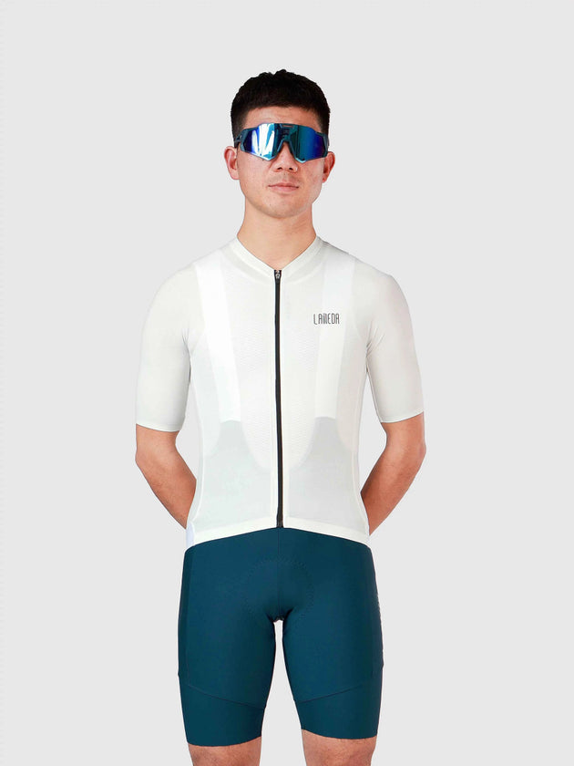 Silbernes Herren-Radtrikot – Weiß