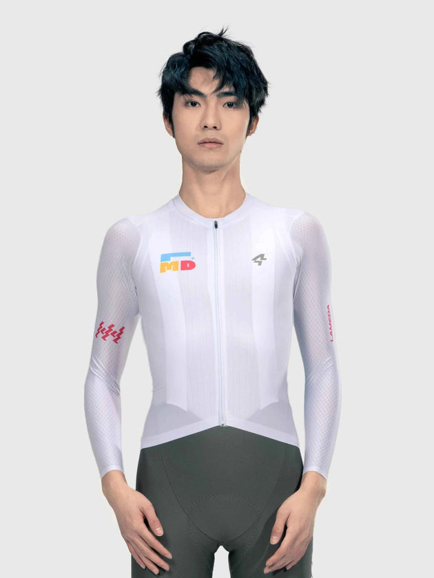 Sparkle Herren Radfahren Jersey Langarm - Weiß