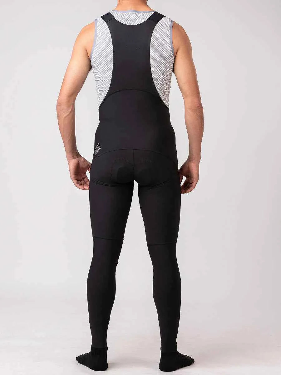 Starlight heren fiets bib tights in zwart met grijs gaaspaneel op schouders en rug achteraanzicht