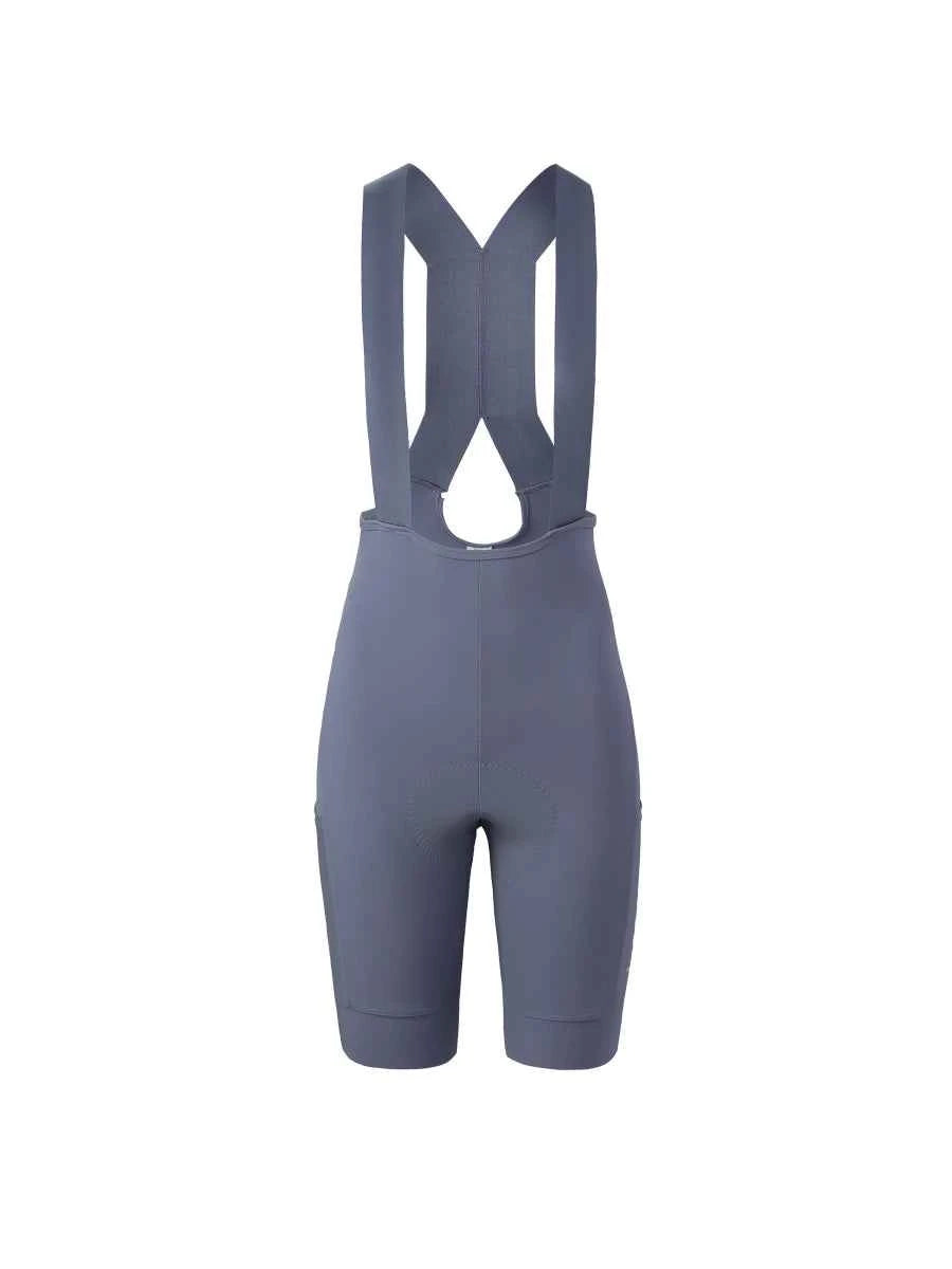 Damernas cykelbibshorts i grå med strömlinjeformad formanpassad design och justerbara X-ryggremmar från LAMEDA basic women’s