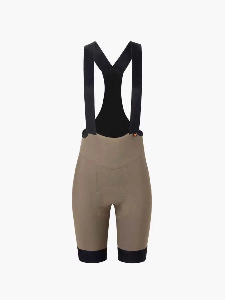 Ljusbruna damernas pro bib shorts 2025ssc562 med svarta hängslen och kanter premium cykelbibshorts för prestandaanvändning
