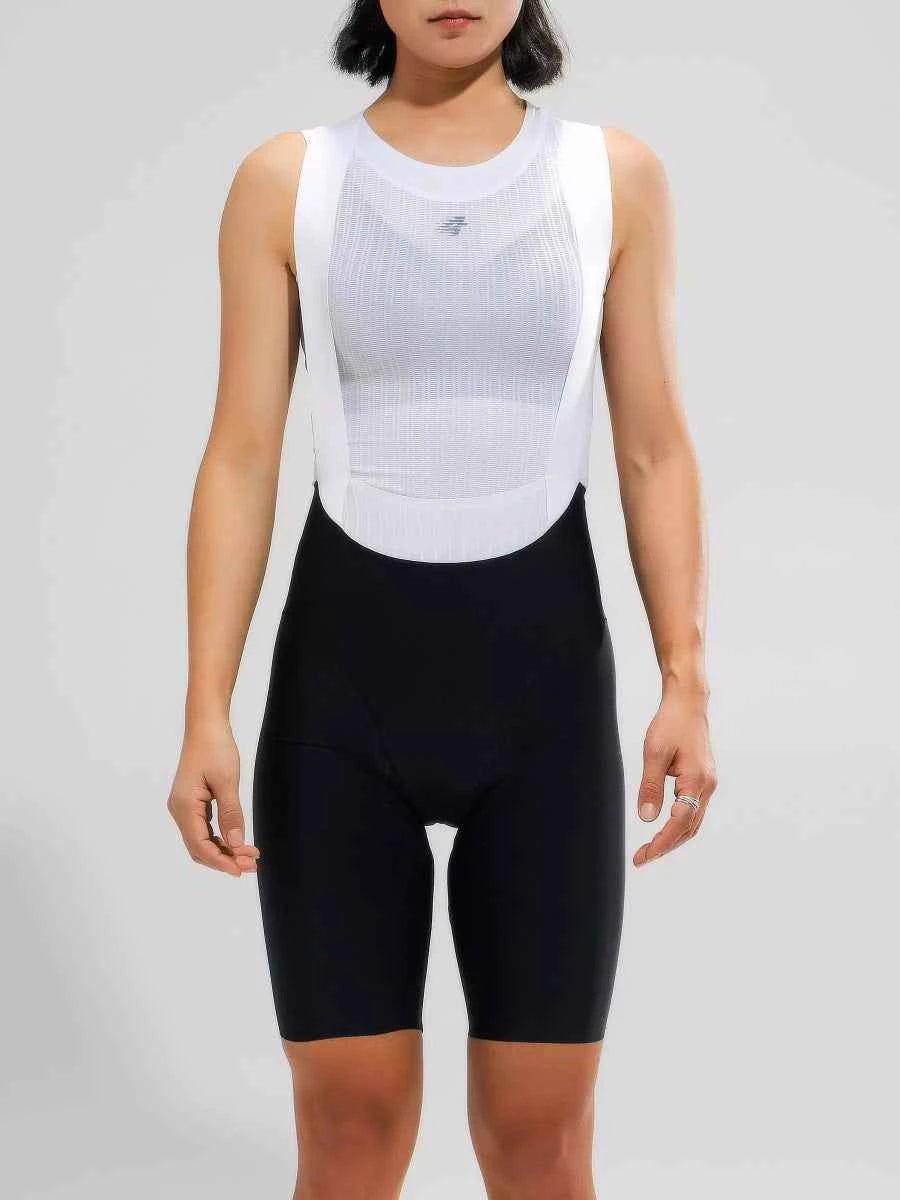 Damernas pro bib shorts 2025sss520 svart med andningsbart nät på övre panelen elastic interface dynfodring upf50+ solskydd