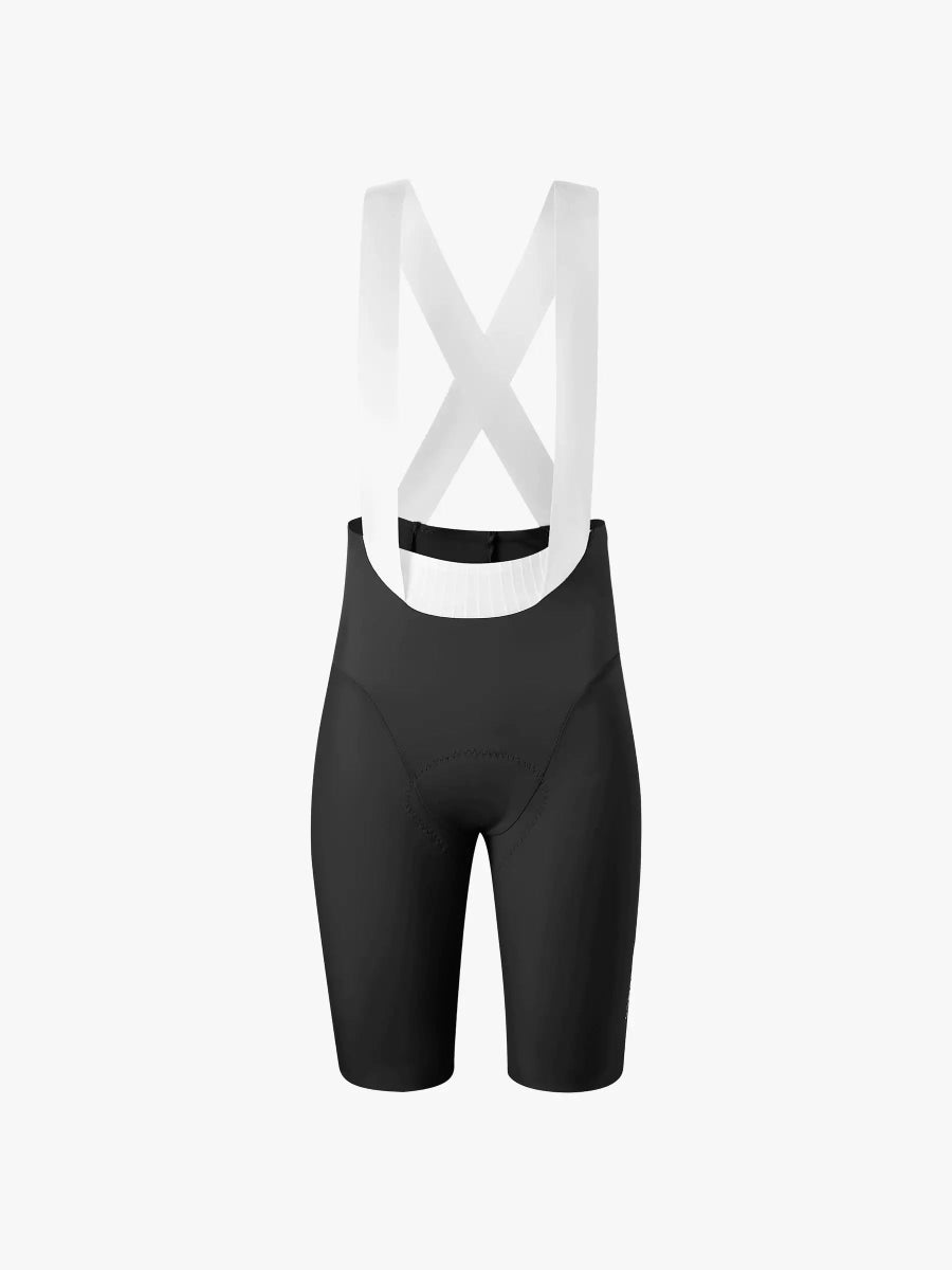 Kvinnors pro bibshorts 2025sss520 svart med elastic interface padding och vita x-formade axelband som ger upf50+ solskydd