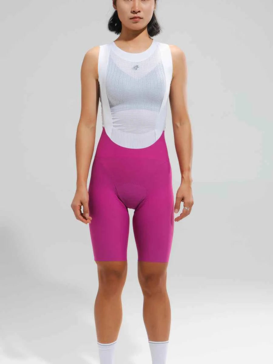 Damernas pro cykelhängbyxor 2025sss520 rosa med livlig magentafärgad cykeltröja med vit nätväv och sömlös design elastic interface padding upf50+ solskydd