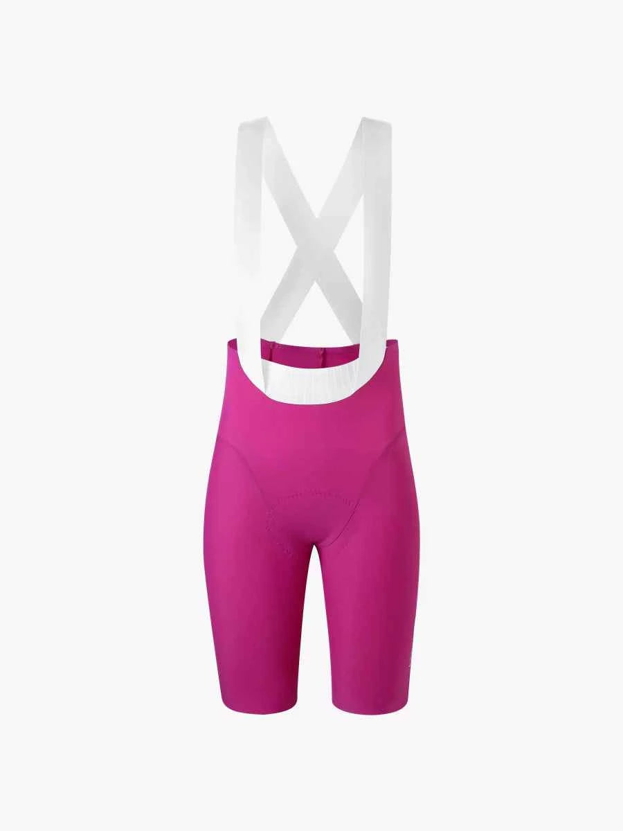 Damernas pro bibshorts 2025sss520 i klar magenta med vita x-formade axelband och elastisk interface padding