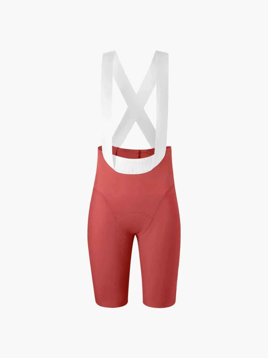 Damernas pro bibshorts 2025sss520 i rött med vita X-formade hängsel med elastisk interface-polstring och UPF50+ skydd