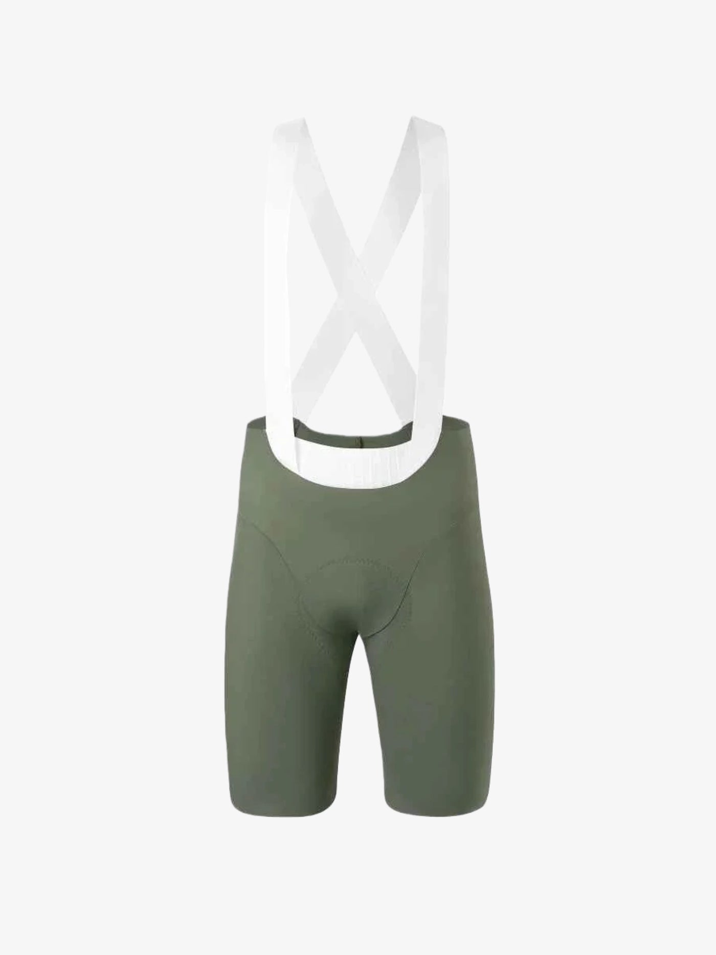 Men’s pro bib shorts 2025SSS493 green with white x-shaped suspenders black waistband and elastic interface padding